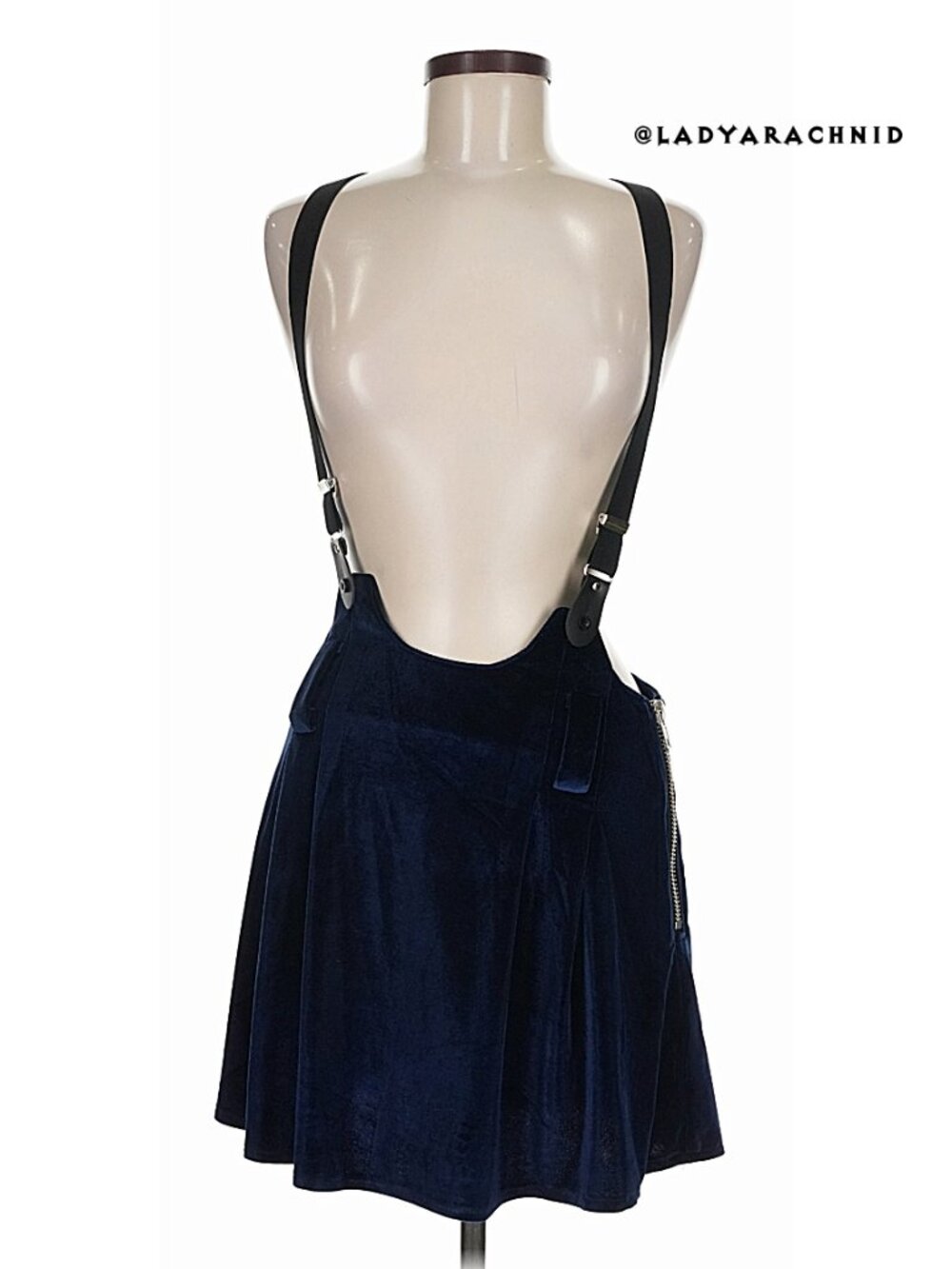 UNIF Dropout suspender skirt in blue velvet RARE HTF - Picture 4 of 8